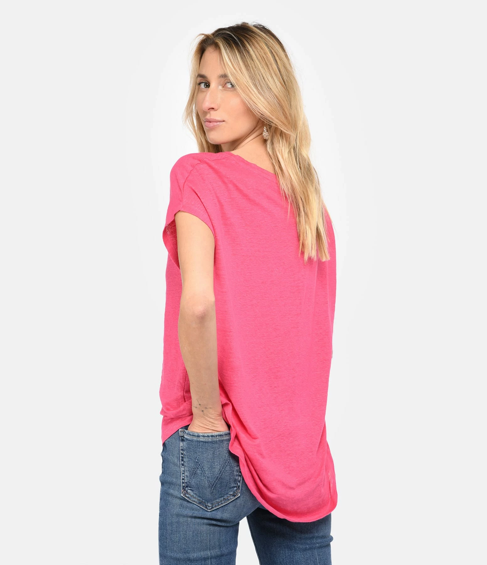 MAJESTIC FILATURES Tee-shirt Col V Lin Flamingo 4 MAJESTIC FILATURES Tee-shirt Col V Lin Flamingo – Image 4