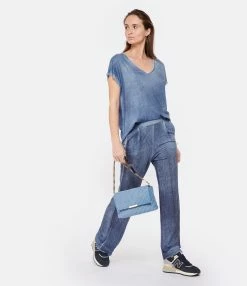 MAJESTIC FILATURES Tee-shirt Col V Lin Océan -Majestic Filatures shop majes look20230126 472