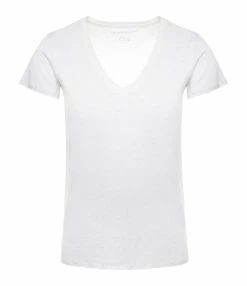 MAJESTIC FILATURES Tee-shirt Lisa Col V Lin Blanc