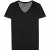 MAJESTIC FILATURES Tee-shirt Loose Col V Lin Noir