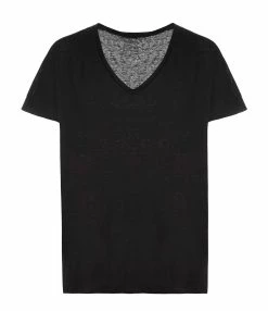 MAJESTIC FILATURES Tee-shirt Loose Col V Lin Noir