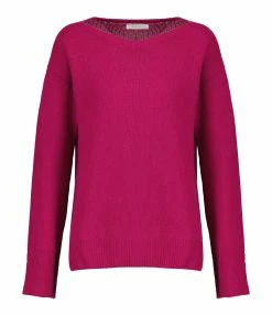 MAJESTIC FILATURES Pull Col Bateau Laine Cachemire Grenat