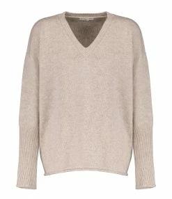 MAJESTIC FILATURES Pull Col V Laine Cachemire Ficelle