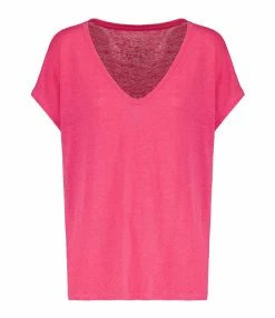 MAJESTIC FILATURES Tee-shirt Col V Lin Flamingo