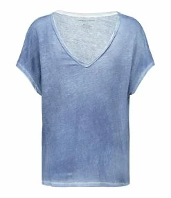MAJESTIC FILATURES Tee-shirt Col V Lin Océan