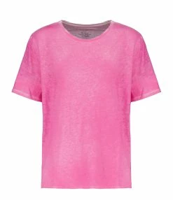 MAJESTIC FILATURES Tee-shirt Col Rond Lin Flamingo