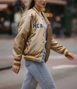 MERCER Veste Bomber Varsity Satin Jaune 12 MERCER Veste Bomber Varsity Satin Jaune -Majestic Filatures shop merce look20220308 132022