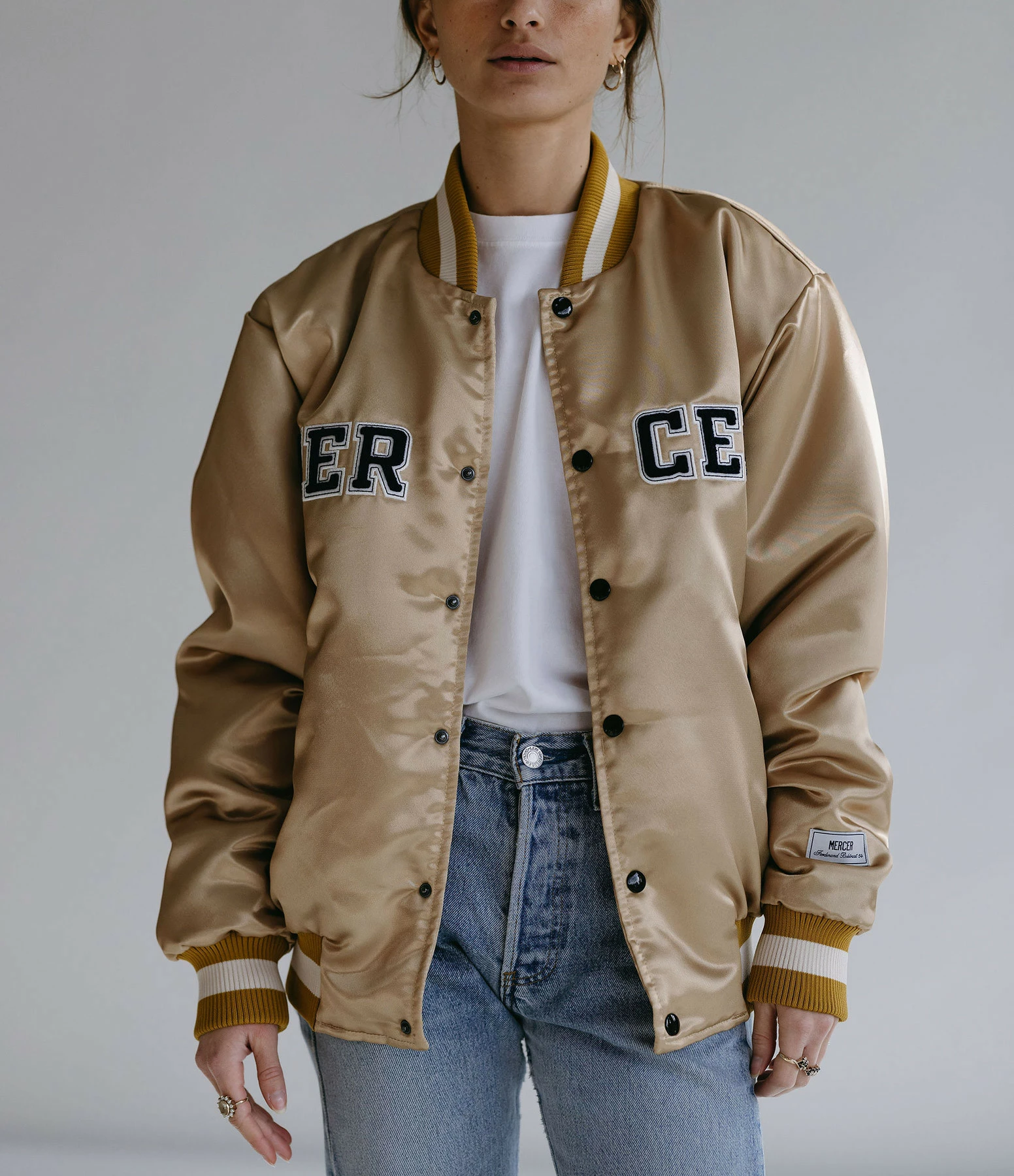 MERCER Veste Bomber Varsity Satin Jaune 7 MERCER Veste Bomber Varsity Satin Jaune – Image 7