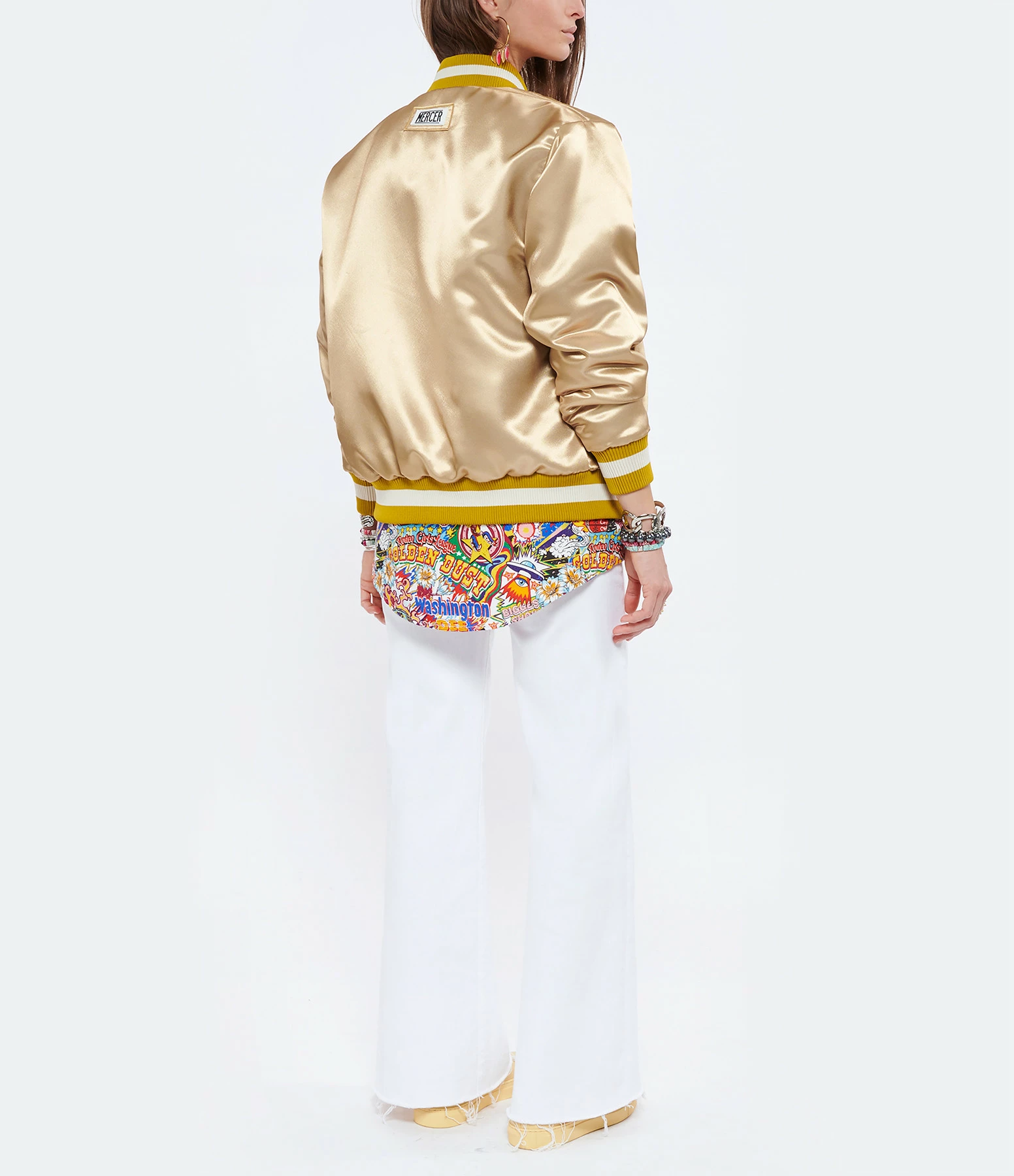 MERCER Veste Bomber Varsity Satin Jaune 5 MERCER Veste Bomber Varsity Satin Jaune – Image 5