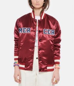 MERCER Veste Bomber Varsity Satin Bordeaux -Majestic Filatures shop merce look20220315 199