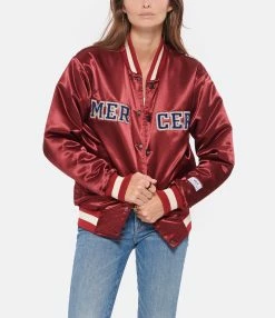 MERCER Veste Bomber Varsity Satin Bordeaux -Majestic Filatures shop merce look20220830 651