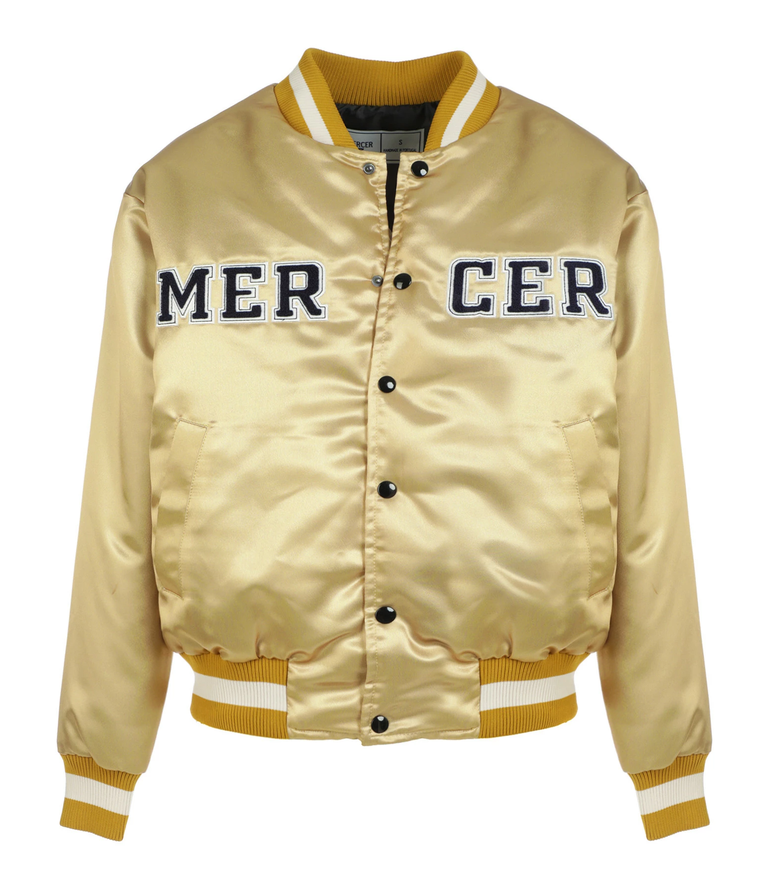 MERCER Veste Bomber Varsity Satin Jaune 1 MERCER Veste Bomber Varsity Satin Jaune