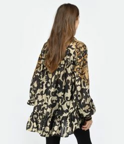 Mes Demoiselles Blouse Ally Soie Noir Beige -Majestic Filatures shop mesde look20221206 215