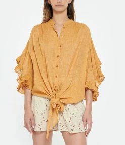 Mes Demoiselles Chemise Dolly Coton Abricot -Majestic Filatures shop mesde look20230228 355