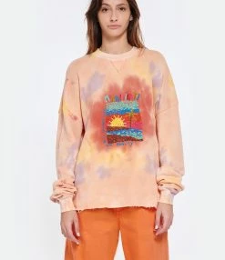MIRA MIKATI Pull Broderie Coton Biologique Orange -Majestic Filatures shop miras look20230203 162