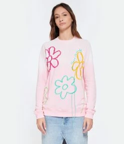 MIRA MIKATI Pull Raglan Broderie Coton Biologique Rose -Majestic Filatures shop miras look20230203 63