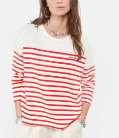 Maison Labiche Tee-shirt Cool Sailor Amore Coton Biologique Rouge Ivoire -Majestic Filatures shop mlabi look20210202 85