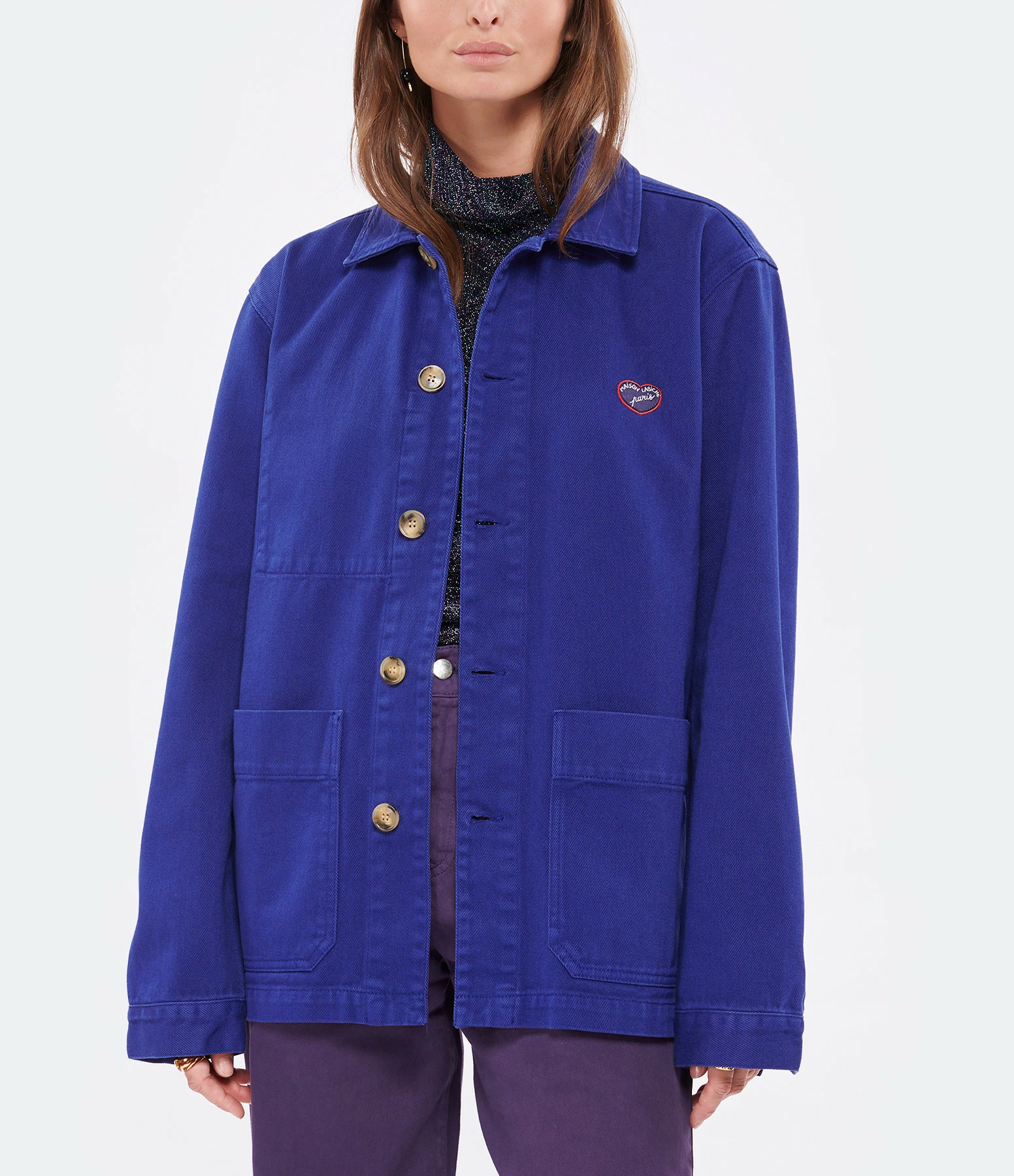 Maison Labiche Veste Sebasto Patch Cœur Coton Bleu Roi 3 Maison Labiche Veste Sebasto Patch Cœur Coton Bleu Roi – Image 3