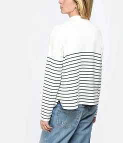 Maison Labiche Pull Mondovie Amour Coton Blanc Marine -Majestic Filatures shop mlabi look20230214 239