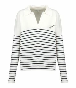 Maison Labiche Pull Mondovie Amour Coton Blanc Marine