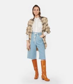 MM6 Maison Margiela Short Coton Denim Bleu Ciel -Majestic Filatures shop mm6s5 look20230126 346