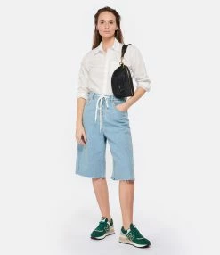 MM6 Maison Margiela Short Coton Denim Bleu Ciel -Majestic Filatures shop mm6s5 look20230126 356