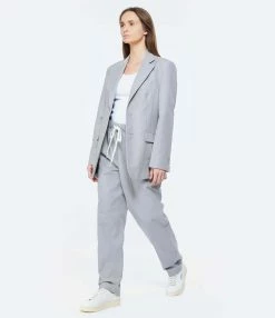 MM6 Maison Margiela Veste Blazer Coton Soie Gris -Majestic Filatures shop mm6s5 look20230131 300