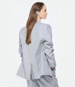 MM6 Maison Margiela Veste Blazer Coton Soie Gris -Majestic Filatures shop mm6s5 look20230131 303