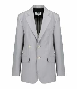 MM6 Maison Margiela Veste Blazer Coton Soie Gris