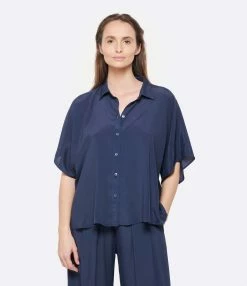 Momoni Chemise Brooklyn Bleu Nuit -Majestic Filatures shop momon look20230131 430