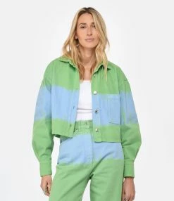 MSGM Veste Denim Vert Bleu -Majestic Filatures shop msgm3 look20230111 119