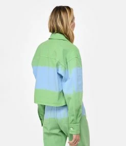 MSGM Veste Denim Vert Bleu -Majestic Filatures shop msgm3 look20230111 121