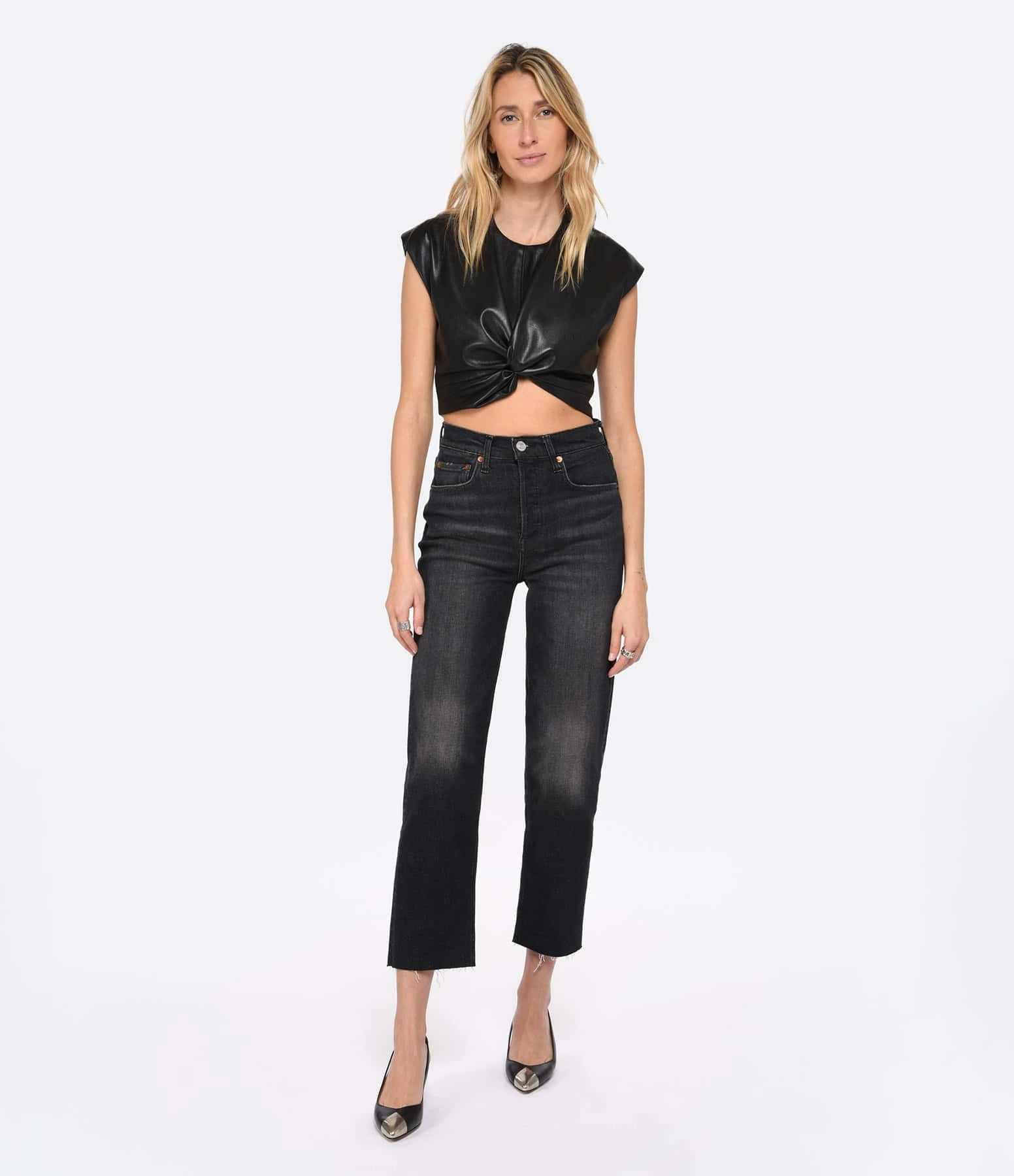 MSGM Top Noir Simili Cuir 5 MSGM Top Noir Simili Cuir – Image 5