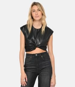 MSGM Top Noir Simili Cuir 7 MSGM Top Noir Simili Cuir -Majestic Filatures shop msgm3 look20230111 332