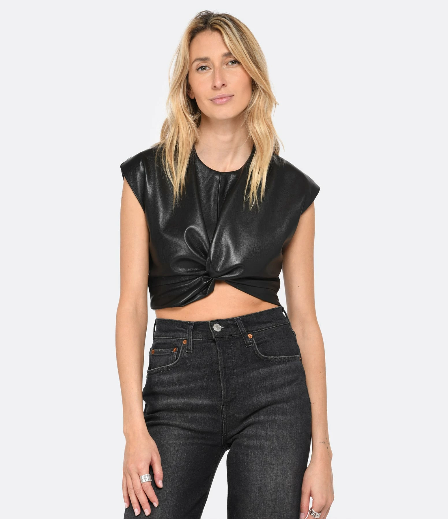 MSGM Top Noir Simili Cuir 3 MSGM Top Noir Simili Cuir – Image 3