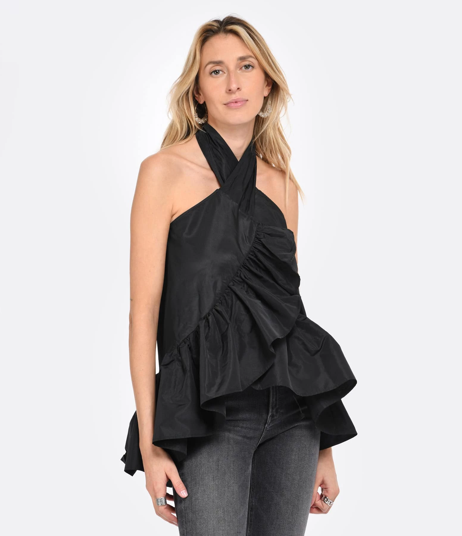 MSGM Top Noir à Nouer 2 MSGM Top Noir à Nouer – Image 2