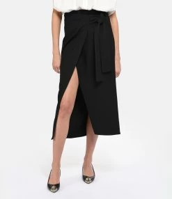 MSGM Jupe Portefeuille Noir -Majestic Filatures shop msgm3 look20230111 700