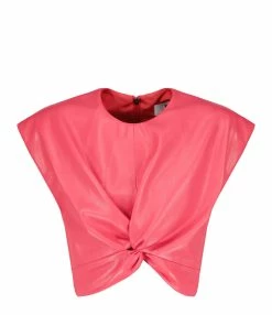 MSGM Top Rose Vif Simili Cuir