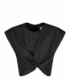 MSGM Top Noir Simili Cuir