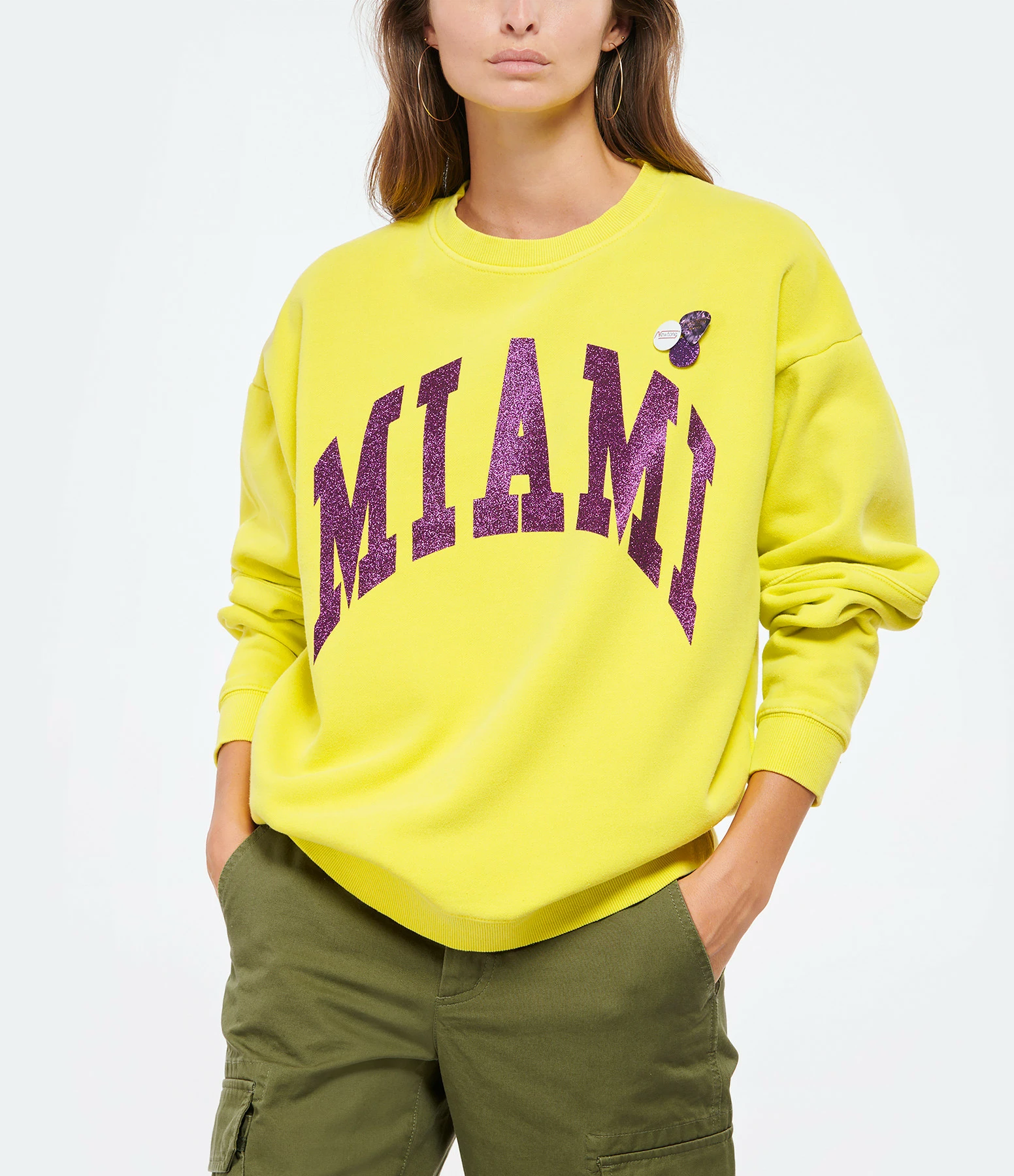 NEWTONE Sweatshirt Roller City Coton Jaune Sun 2 NEWTONE Sweatshirt Roller City Coton Jaune Sun – Image 2
