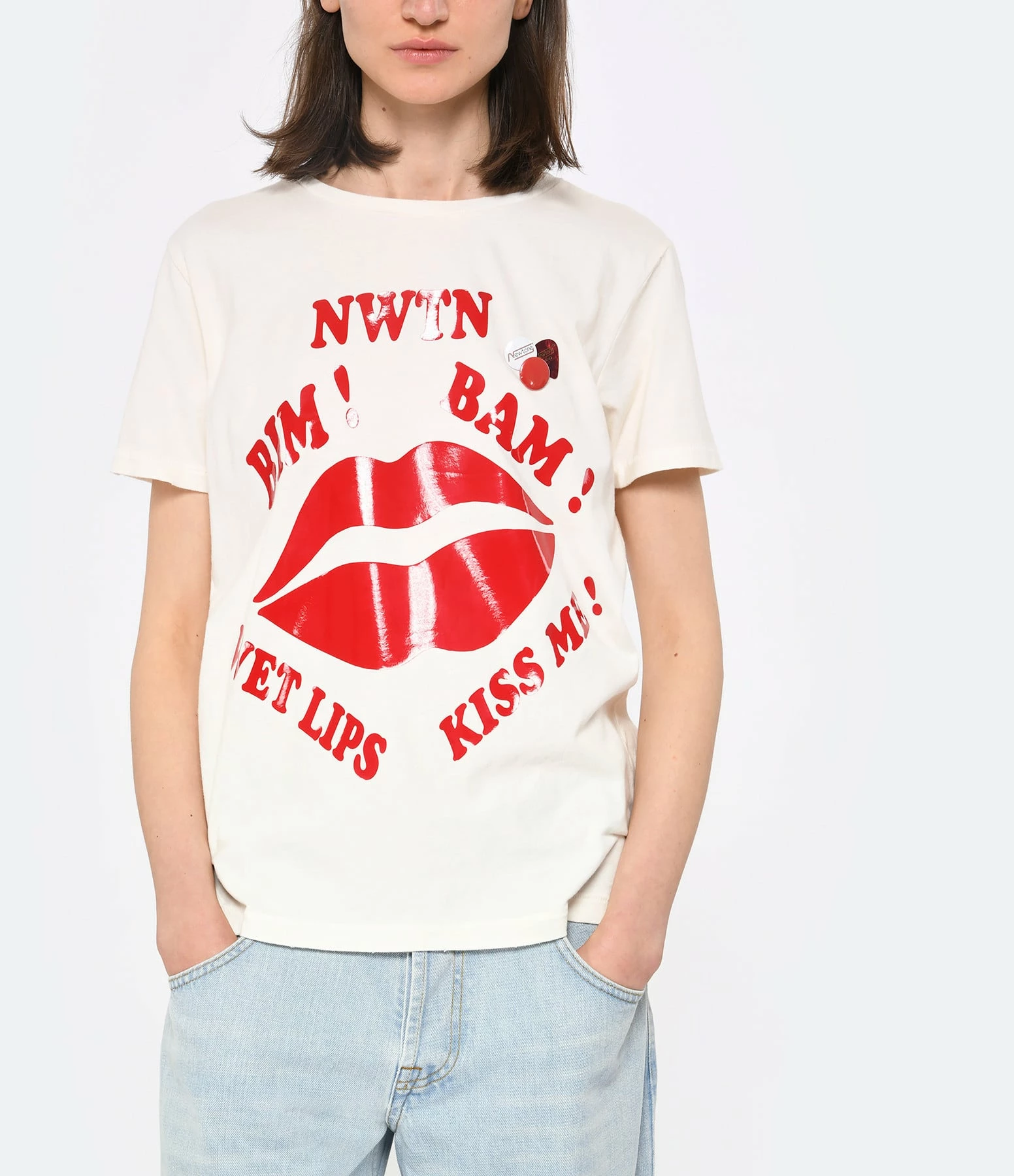 NEWTONE Tee-shirt Starlight Wet Lips Coton Naturel 2 NEWTONE Tee-shirt Starlight Wet Lips Coton Naturel – Image 2