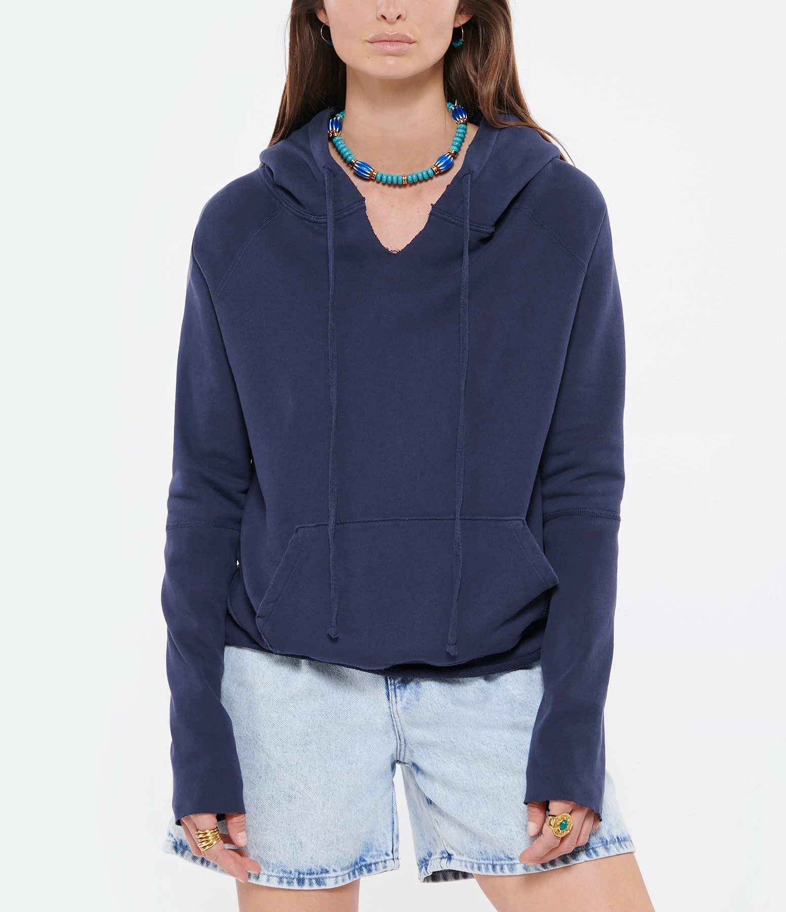 NILI LOTAN Sweatshirt Hoodie Janie Coton Bleu Marine 2 NILI LOTAN Sweatshirt Hoodie Janie Coton Bleu Marine – Image 2