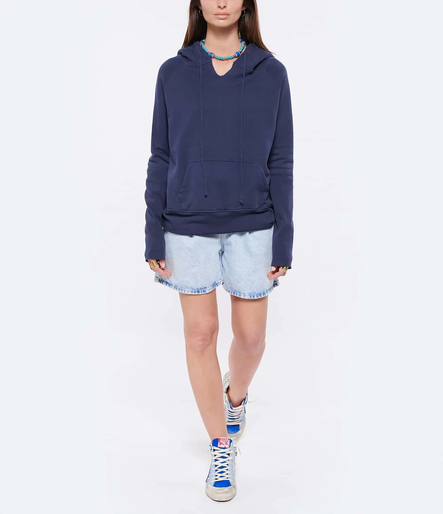 NILI LOTAN Sweatshirt Hoodie Janie Coton Bleu Marine 3 NILI LOTAN Sweatshirt Hoodie Janie Coton Bleu Marine – Image 3