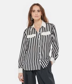 NILI LOTAN Chemise Elsa Soie Rayures Noir Blanc 7 NILI LOTAN Chemise Elsa Soie Rayures Noir Blanc -Majestic Filatures shop nilil look20221222 109