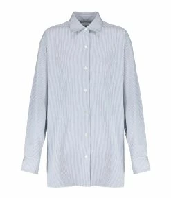 NILI LOTAN Chemise Yorke Coton Rayures Marine Blanc