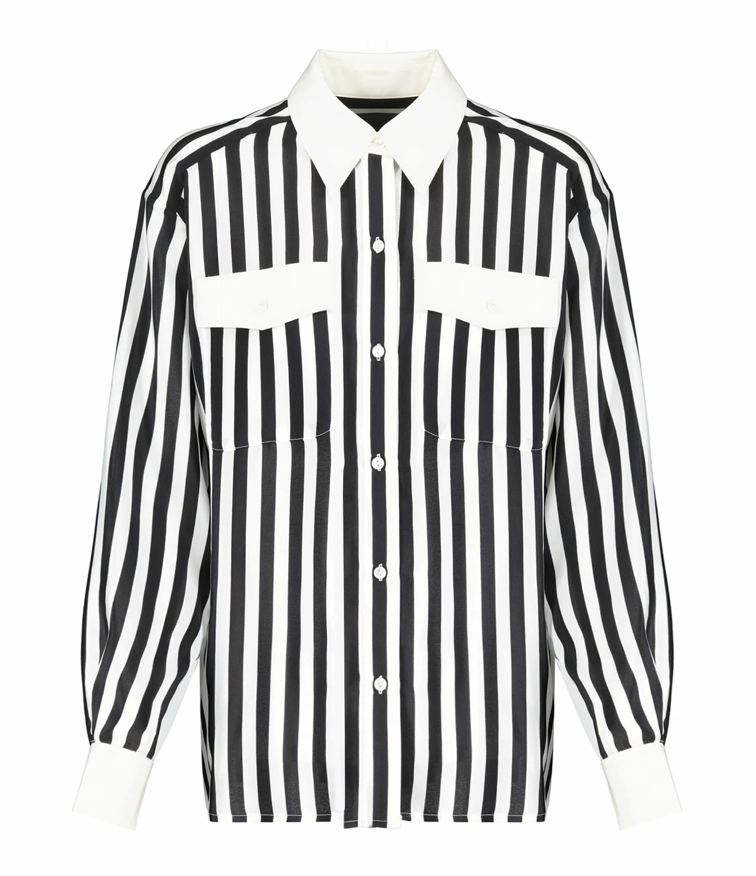 NILI LOTAN Chemise Elsa Soie Rayures Noir Blanc 1 NILI LOTAN Chemise Elsa Soie Rayures Noir Blanc
