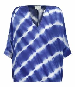 NOUS Blouse Lucil Soie Rayures Bleu Marine