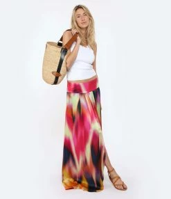 OUD Jupe Calypso Tie And Dye Soie Multicolore -Majestic Filatures shop oudca look20230117 353