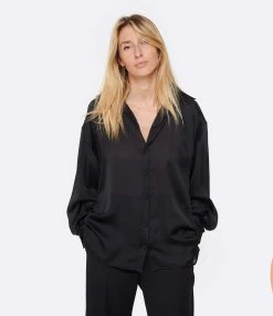 OUD Top Kristen Mousseline Soie Noir -Majestic Filatures shop oudkr look20230125 570