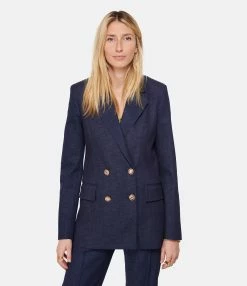 OUD Veste Lenny Denim Stretch Bleu -Majestic Filatures shop oudle look20230125 605